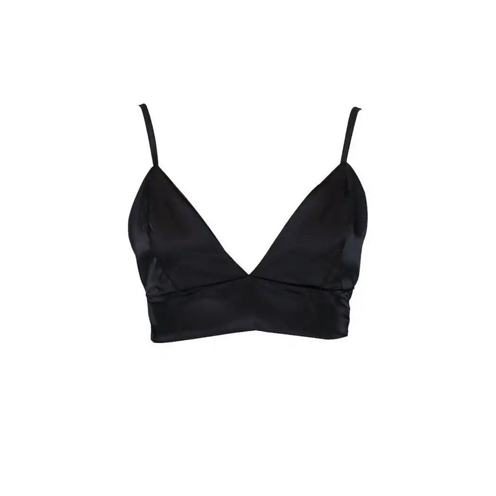 NWT Black Bralet Top Satin Black